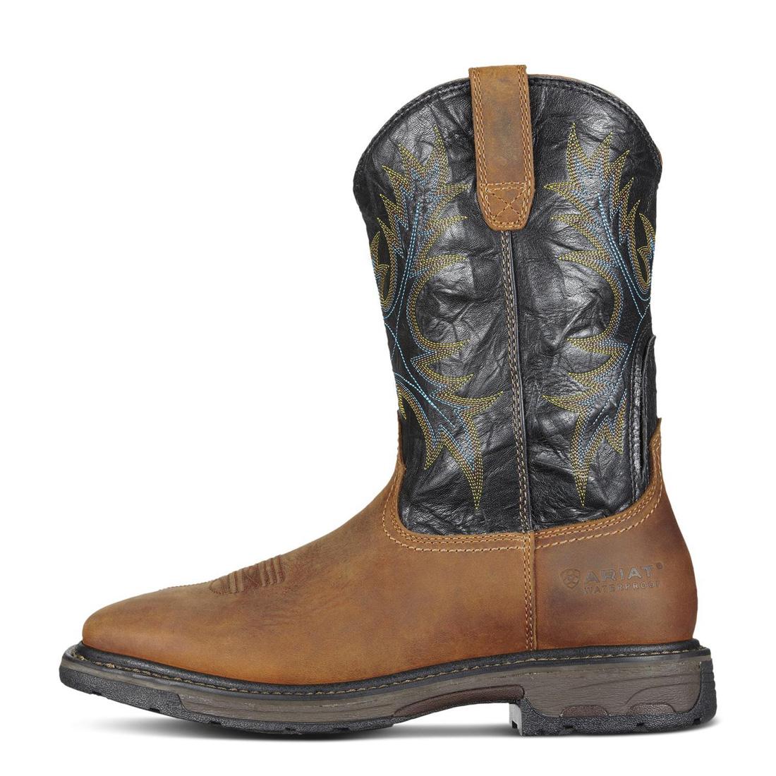 Ariat-WorkHog Wide Square Toe Waterproof Steel Toe Work Boot Aged Bark-10010133-Steel Toes-3