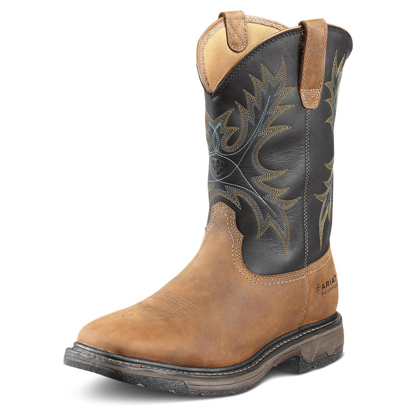 Ariat-WorkHog Wide Square Toe Waterproof Steel Toe Work Boot Aged Bark-10010133-Steel Toes-1