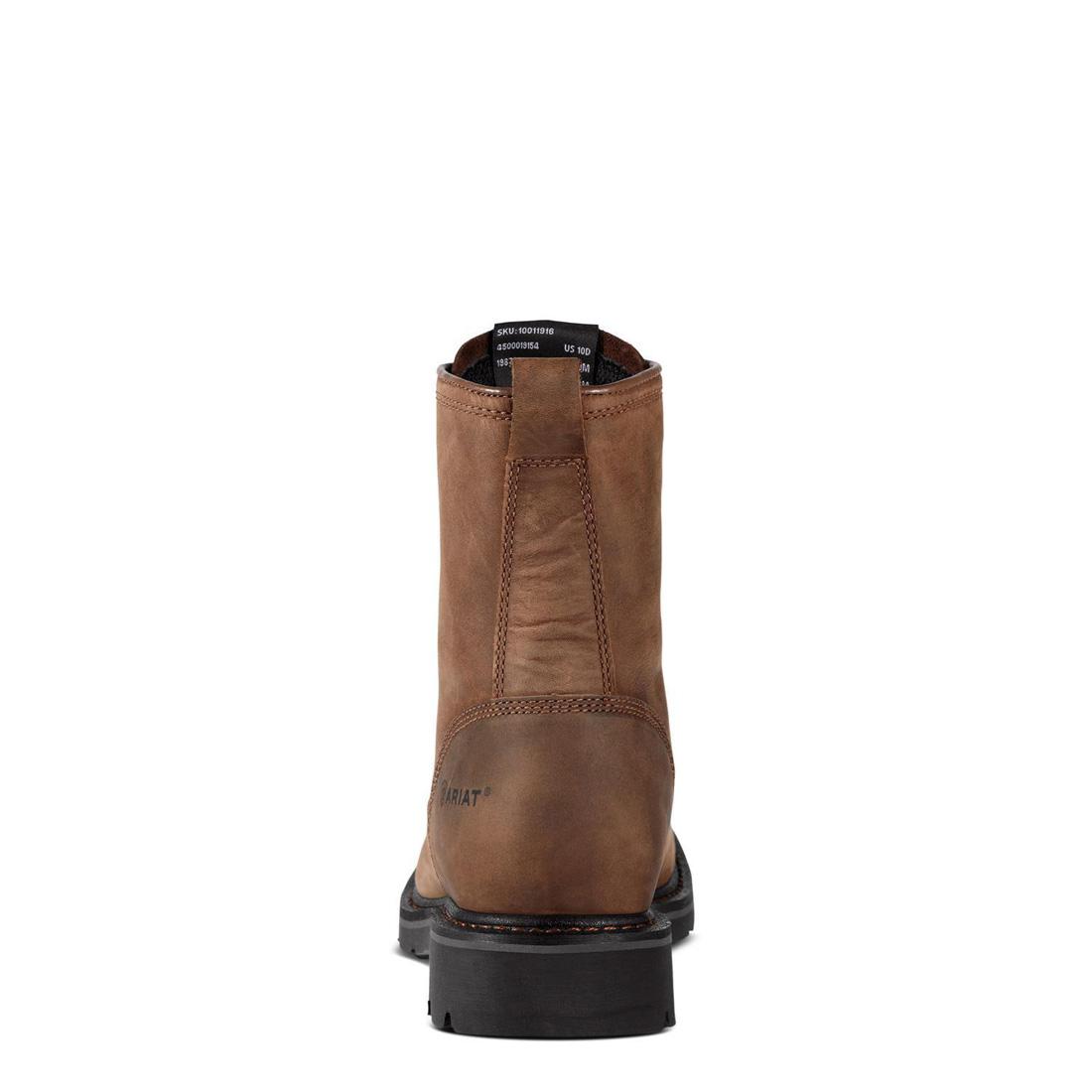 Ariat Cascade 8 inch Steel-Toe Wide Square Toe Work Boot Alamo Brown Heel