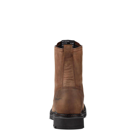 Ariat Cascade 8 inch Steel-Toe Wide Square Toe Work Boot Alamo Brown Heel