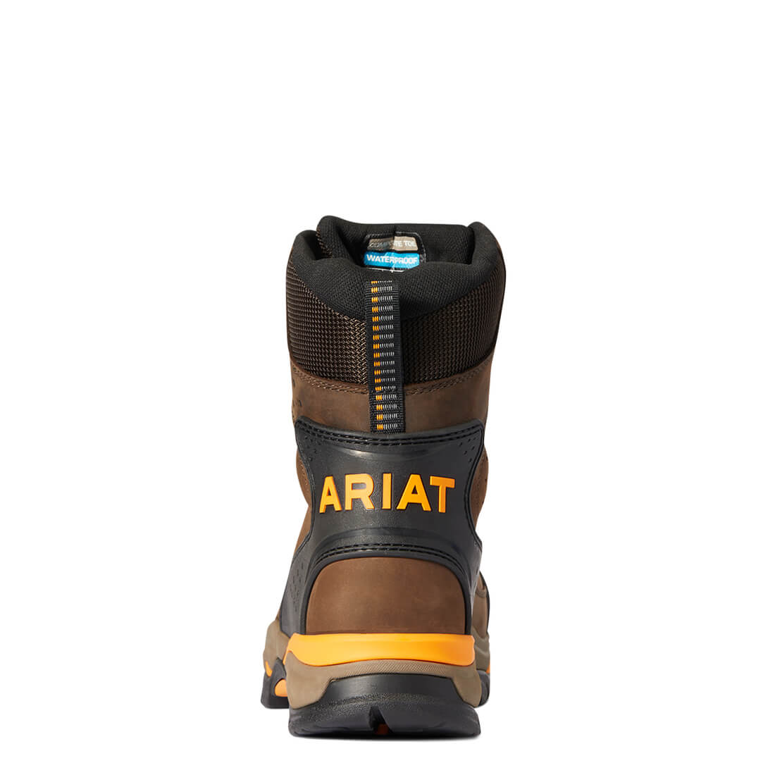 Ariat Endeavor 8 inch Carbon-Toe Waterproof Work Boot Chocolate Brown Sole