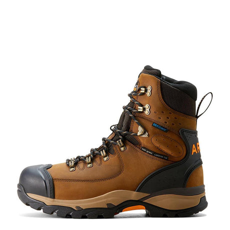Ariat Endeavor 8 inch Carbon-Toe Waterproof Insulated Work Boot Dusted Brown Heel