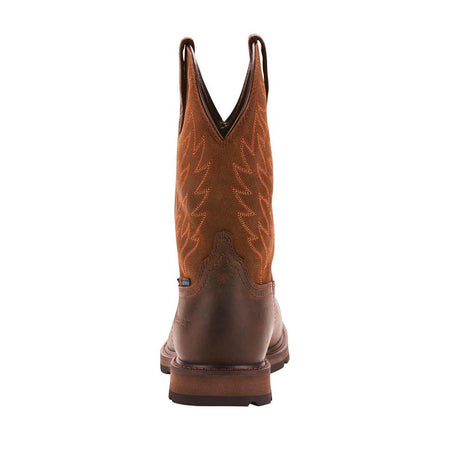 Ariat Groundbreaker Steel-Toe Waterproof Pull-On Work Boot Brown Upper