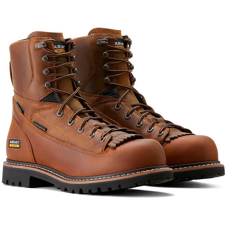 Ariat Longview Shock Shield 8 inch Composite-Toe Waterproof Work Boot Copper Brown Profile