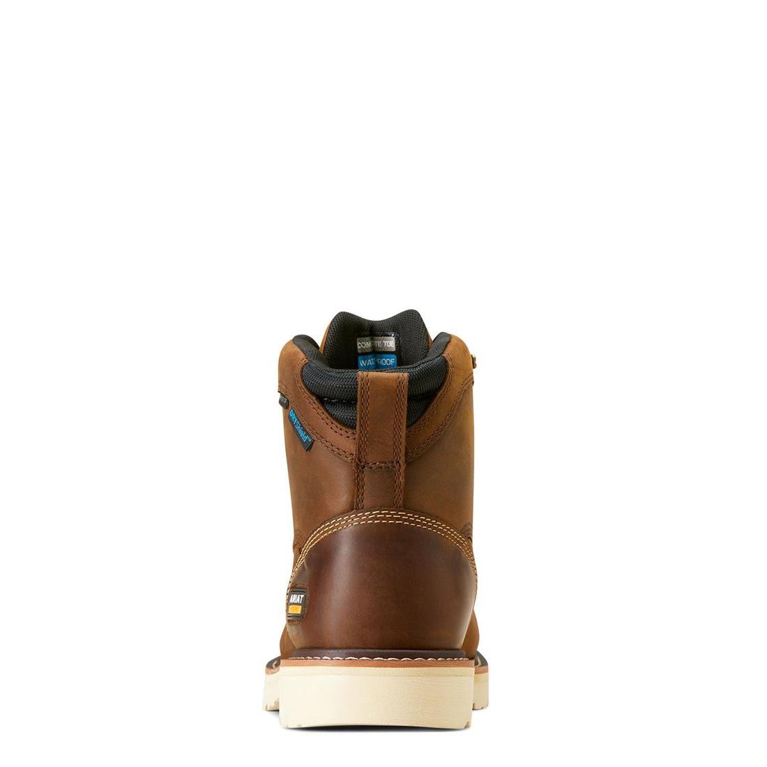 Ariat Rebar Lift 6 inch Composite-Toe Waterproof Work Boot Distressed Brown Heel