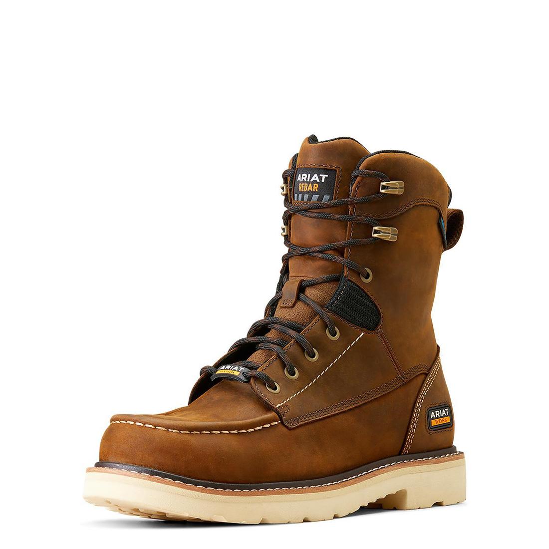 Ariat Rebar Lift 8 inch Soft-Toe Waterproof Boot Distressed Brown Detail