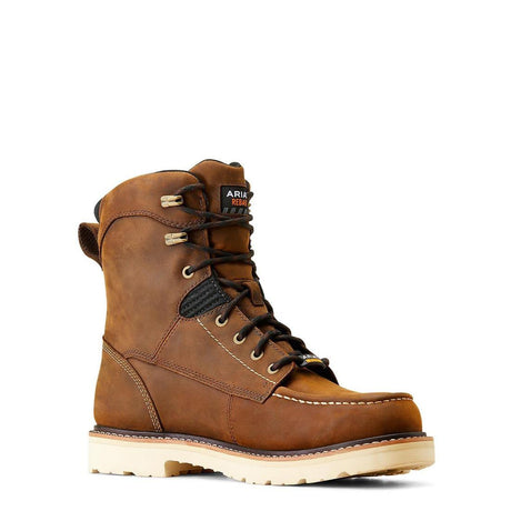 Ariat Rebar Lift 8 inch Soft-Toe Waterproof Boot Distressed Brown Medial