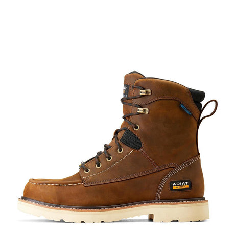 Ariat Rebar Lift 8 inch Soft-Toe Waterproof Boot Distressed Brown Side
