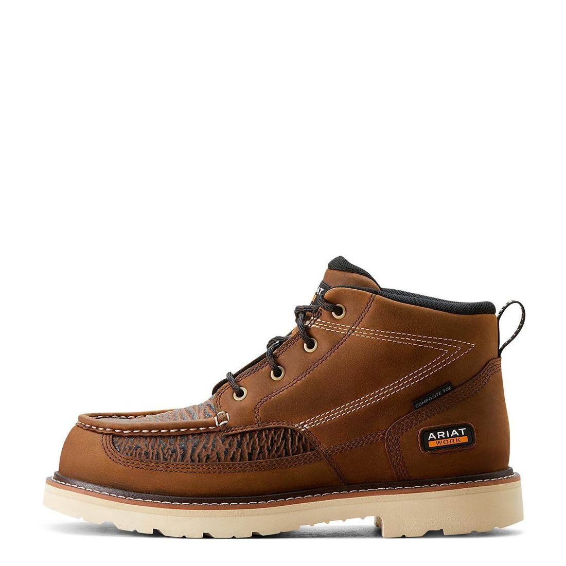 Ariat Rebar Lift Composite-Toe Chukka Work Boot Distressed Brown-Textured Side