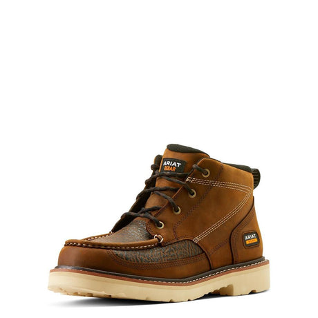 Ariat Rebar Lift Soft-Toe Chukka Boot Distressed Brown-Textured Detail