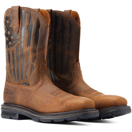 Ariat Sierra Shock Shield Patriot Steel-Toe Work Boot Distressed Brown Profile