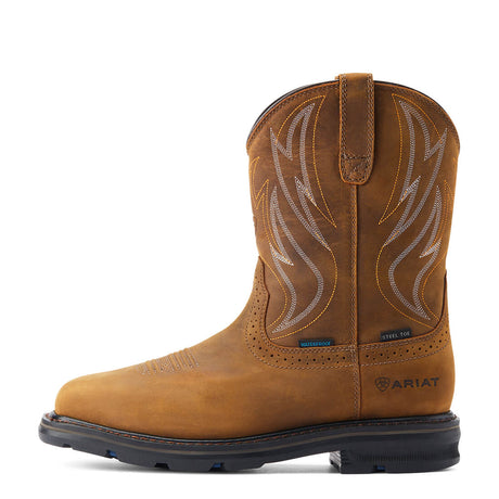 Ariat Sierra Shock Shield Steel-Toe Waterproof Work Boot Distressed Brown Heel
