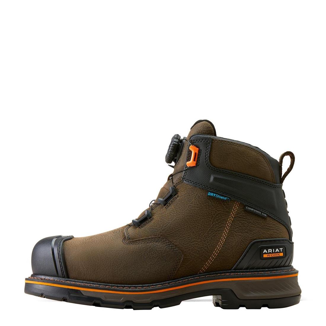Ariat Stump Jumper BOA 6 inch Composite-Toe Waterproof Work Boot Iron Coffee Side