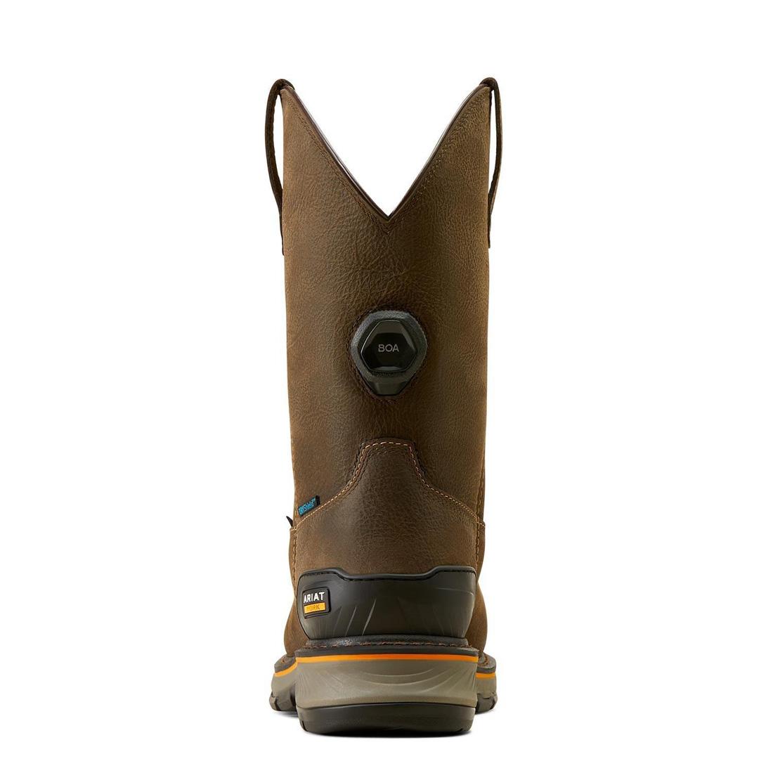 Ariat Stump Jumper BOA Composite-Toe Waterproof Pull-On Work Boot Iron Coffee Upper