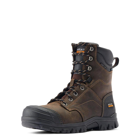 Ariat Treadfast 8" Steel-Toe Waterproof Work Boot Dark Brown Side