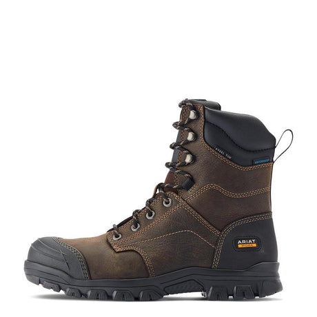 Ariat Treadfast 8" Steel-Toe Waterproof Work Boot Dark Brown Upper