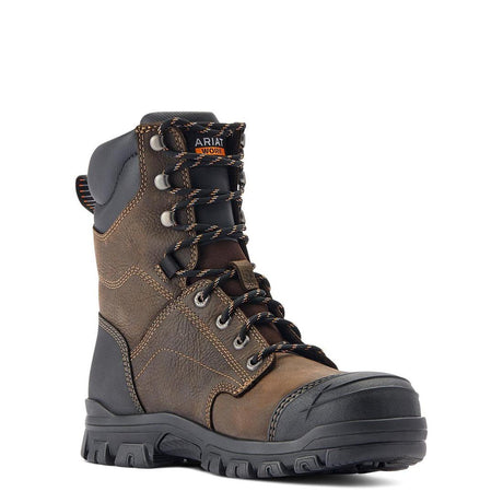 Ariat Treadfast 8" Steel-Toe Waterproof Work Boot Dark Brown Profile