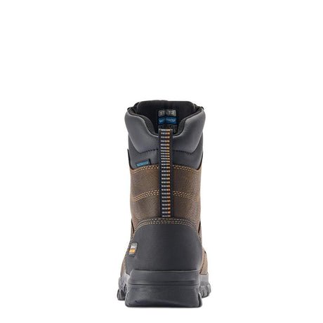 Ariat Treadfast 8" Steel-Toe Waterproof Work Boot Dark Brown Heel