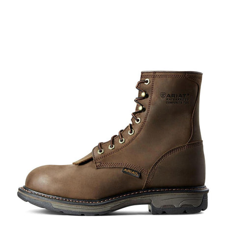 Ariat WorkHog 8 inch Composite-Toe Waterproof Work Boot Oily Distressed Brown Side