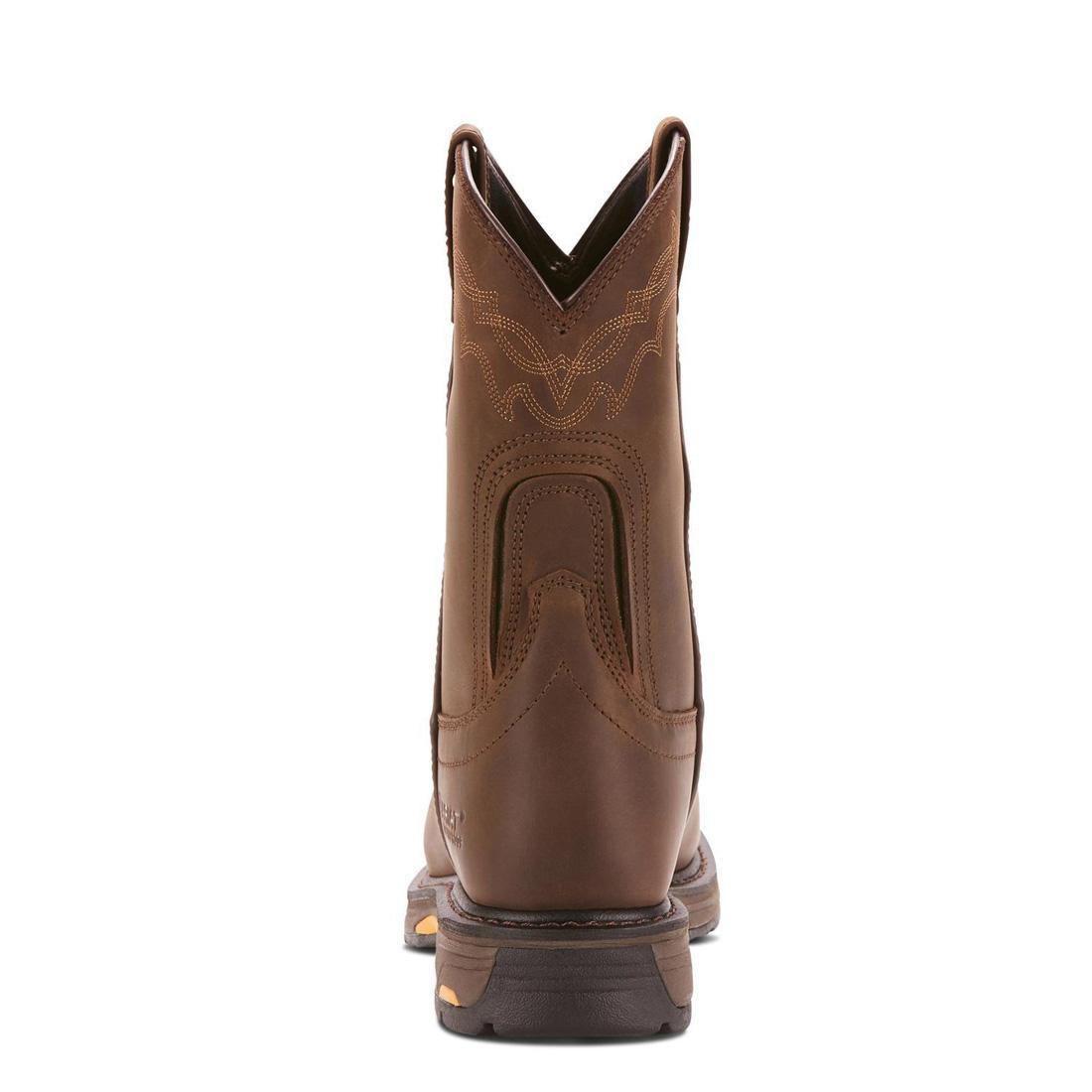 Ariat WorkHog Soft-Toe Waterproof Boot Oily Distressed Brown Heel