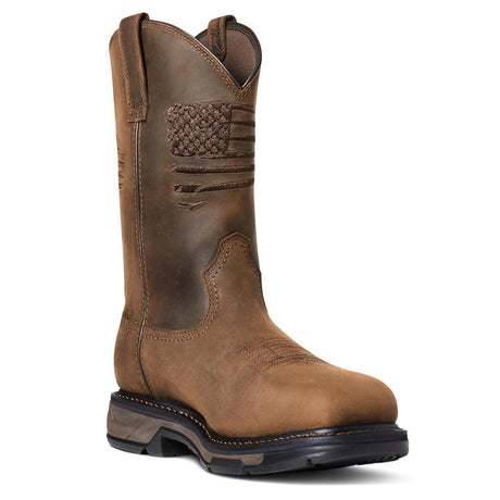 Ariat WorkHog XT Patriot Waterproof Carbon Toe Work Boot Distressed Brown Detail