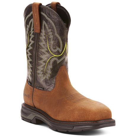 Ariat WorkHog XT Wide Square Toe Waterproof Carbon Toe Work Boot Tumbled Bark Medial