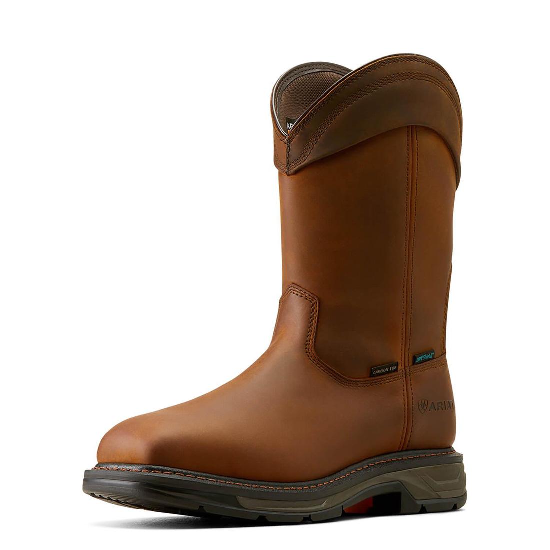 Ariat WorkHog XT Wellington Waterproof Carbon-Toe Work Boot Distressed Brown Heel