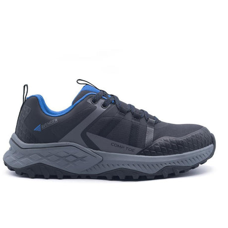 Avenger Aero Trail Composite Toe Work Shoes – Black/Blue Profile View