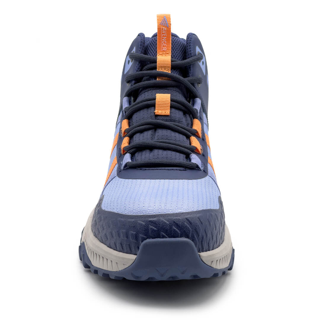 Avenger Aero Trail Mid Women's Waterproof Composite-Toe Work Boot Light Blue A8813 Heel Image
