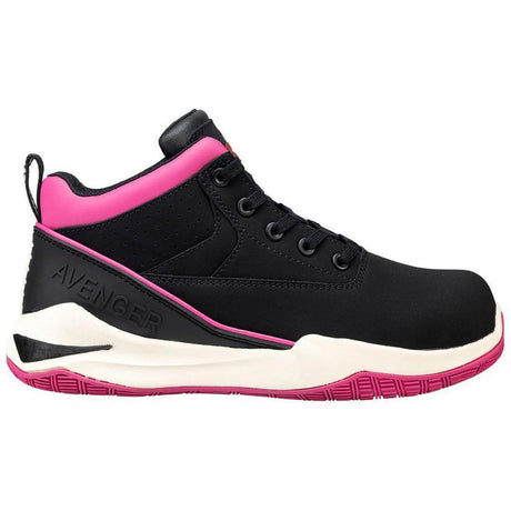 Avenger Reaction Women’s Aluminum Toe Work Boots – Black/Pink Profile View