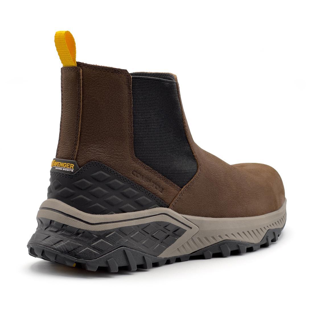 Avenger Summit Trail Composite Toe Chelsea Work Boot – Brown A8806 Heel Image