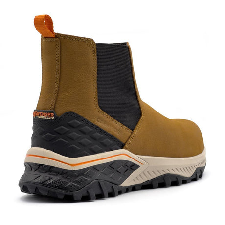 Avenger Summit Trail Women’s Composite Toe Chelsea Work Boot – Light Brown A8808 Heel Image