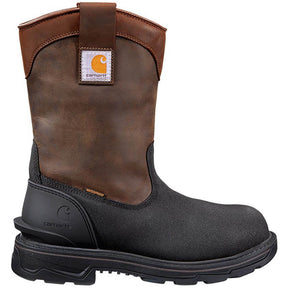 Carhartt 11" Ironwood Alloy-Toe Waterproof Insulated Wellington Pull-On Work Boot Dark Brown/Black Profile View