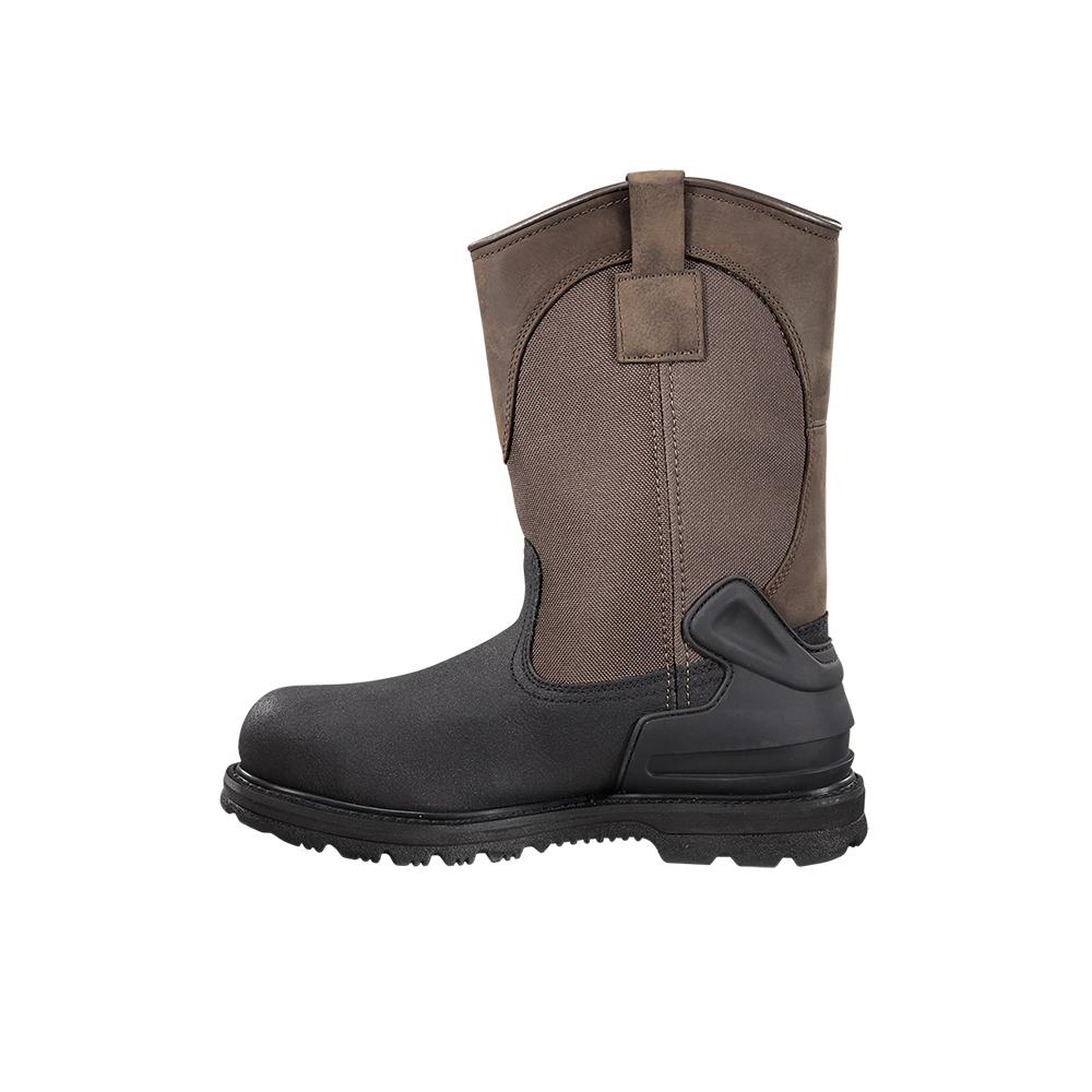 Carhartt 11" Heritage Steel-Toe Waterproof Insulated Pull-On Wellington Work Boot Dark Brown/Black CMP1259 medial view