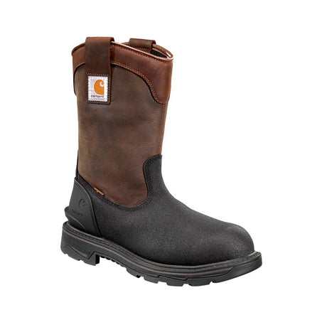 Carhartt 11" Ironwood Alloy-Toe Waterproof Insulated Wellington Pull-On Work Boot Dark Brown/Black FT1509-M angle view