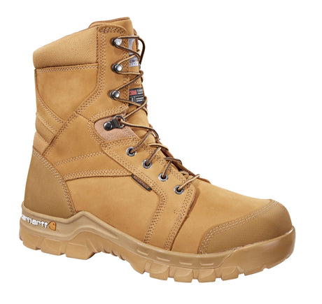 Carhartt 8" Rugged Flex Waterproof Insulated Soft Toe Boot Wheat CMF8058 angle view