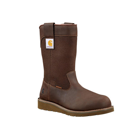 Carhartt 10" Wellington Wedge Steel-Toe Waterproof Work Boot Dark Brown FW1230-M angle view