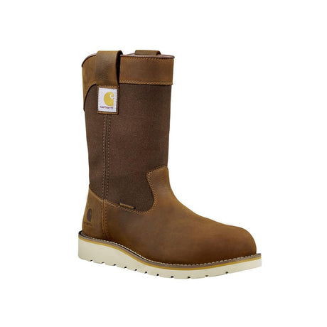 Carhartt 10" Wellington Wedge Steel-Toe Waterproof Pull-On Work Boot Brown FW1232-M angle view