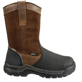Carhartt 11" Rugged Flex Composite-Toe Waterproof MetGuard Wellington Pull On Work Boot Brown/Black Profile View
