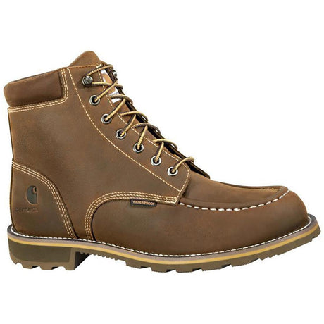 Carhartt 6" Traditional Welt Waterproof Moc Toe Soft Toe Boot Dark Brown Profile View