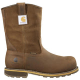 Carhartt 10" Traditional Welt Nano-Toe Waterproof Wellington Pull-On Work Boot Brown Profile View