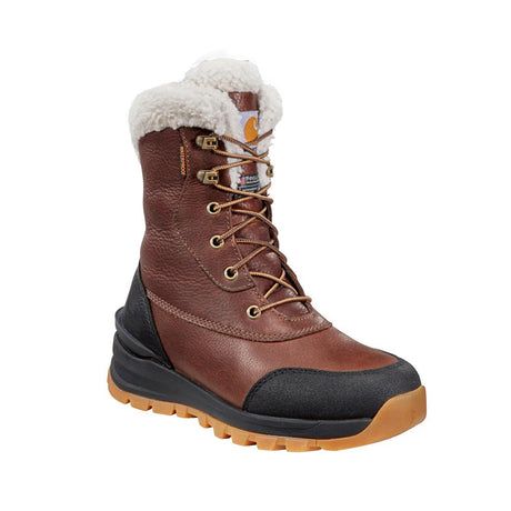 Carhartt 8" Women's Pellston Waterproof Insulated Winter Soft Toe Boot Red Brown FH8019-W angle view