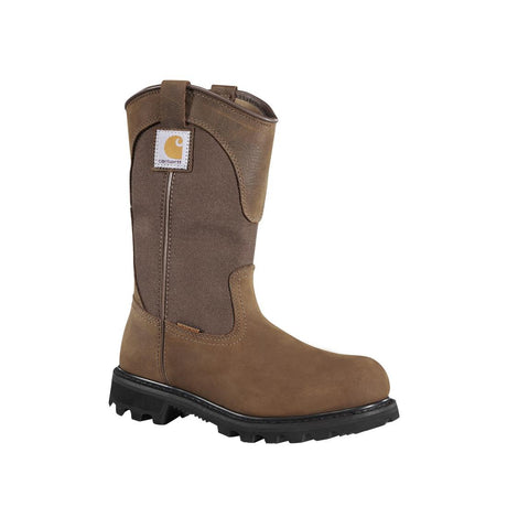 Carhartt 10" Women's Traditional Welt Soft-Toe Waterproof Wellington Pull-On Boot Brown CWP1150 angle view