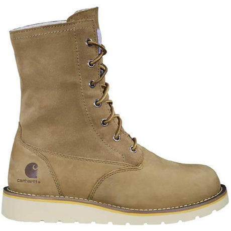 Carhartt 8" Women's Waterproof Sherpa Lined Fold Down Winter Wedge Soft Toe Boot Coyote Profile View