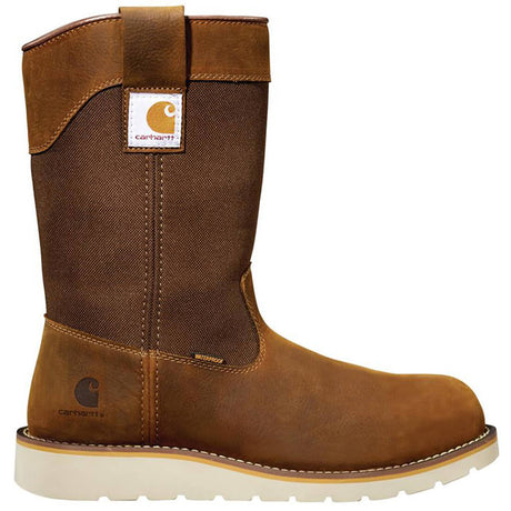 Carhartt 10" Wellington Wedge Steel-Toe Waterproof Pull-On Work Boot Brown Profile View