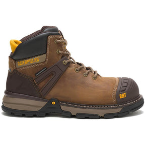 Caterpillar Excavator Superlite Composite-Toe Waterproof Work Boot Brown Profile View
