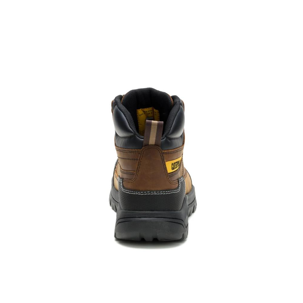 Caterpillar Men's Brickline Steel Toe Boot Real Brown - Heel View
