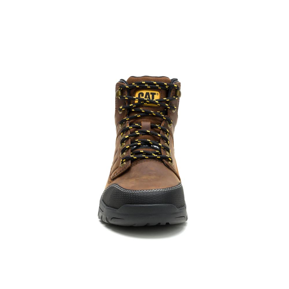Caterpillar Men's Brickline Steel Toe Boot Real Brown - Front View