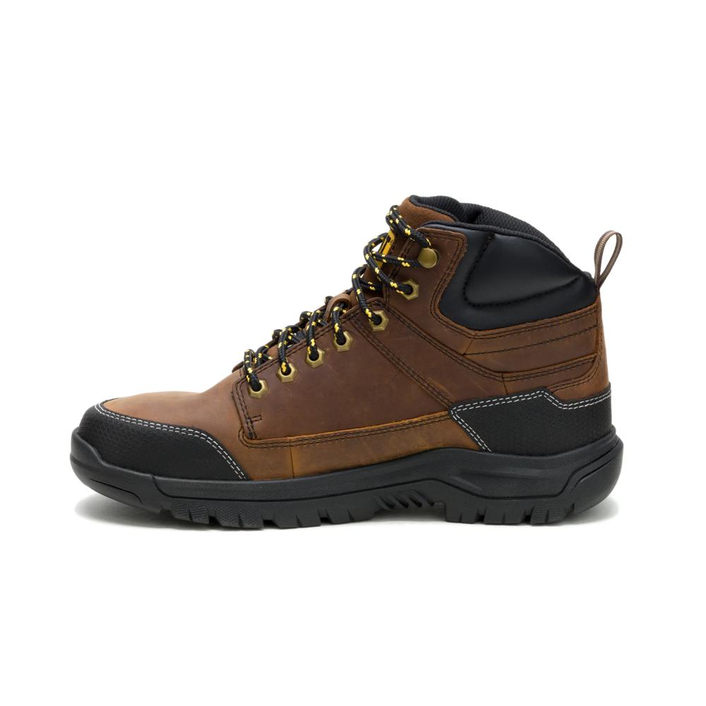 Caterpillar Men's Brickline Steel Toe Boot Real Brown - Medial View