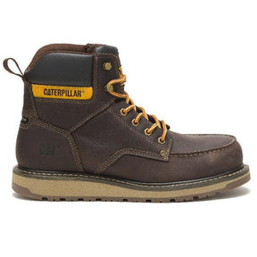 Caterpillar Calibrate Steel-Toe Work Boot Dark Brown Profile View